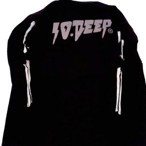 10deep XXL rare shirt long sleeve bones skeleton sleeves black grey Brand New
